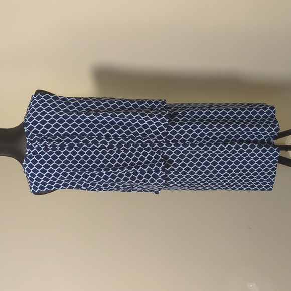 DKR Women's Stretch Blue and White Diamond Pattern Sleeveless Dress Large - Picture 7 of 14